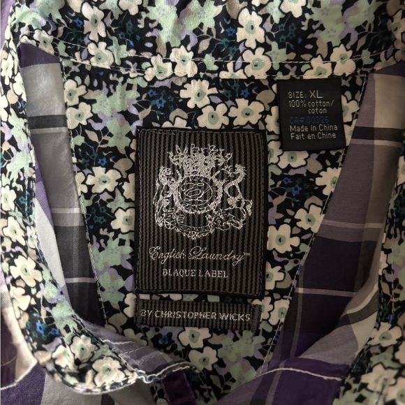 English Laundry Purple and Gray Plaid Shirt - Picture 4 of 5